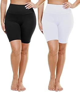 TNNZEET 2 Pack Plus Size Biker Shorts for Women - 8" Black High Waisted Tummy Control Spandex Workout Shorts (XL-4XL) Tnnzeet