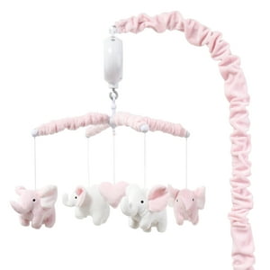 The Peanutshell Baby Crib Mobile for Girls, Pink Elephant, Musical The Peanutshell