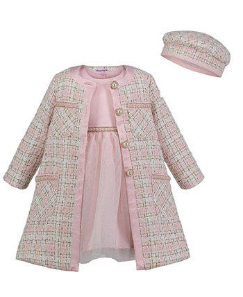 Расклешенное платье из тюля для малышей и маленьких девочек, твидовое пальто с люрексом и берет Blueberi Boulevard