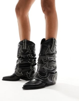 Черные откидные ботинки в стиле вестерн Azalea Wang Rune с шипами AZALEA WANG