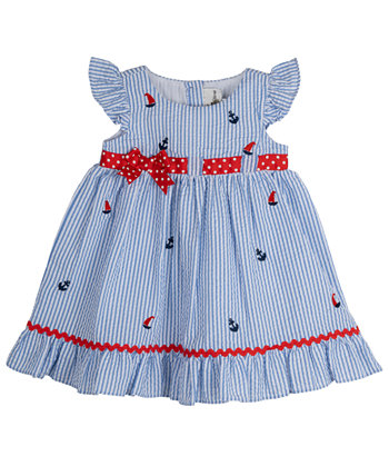 Платье из хлопчатобумажной ткани в морском стиле для маленьких девочек с чехлом под подгузник Rare Editions
