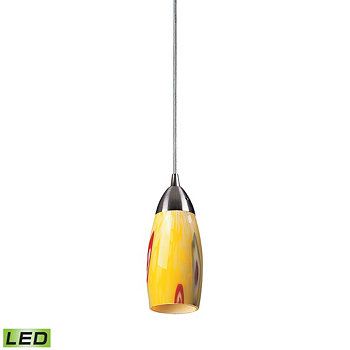 1 световая подвеска из сатинированного никеля и желтого стекла Blaze - светодиод мощностью до 800 люмен (эквивалент 60 Вт) Macy's