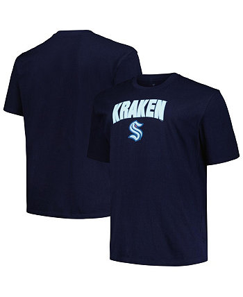 Мужская темно-синяя футболка с логотипом Seattle Kraken Big and Tall Arch Over Logo Profile