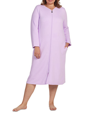 Plus Size Long-Sleeve Zip-Front Robe Miss Elaine