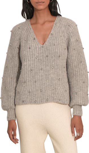 Украшенный свитер Tessa с двойным V-образным вырезом из смесовой ткани альпака ELEVEN SIX