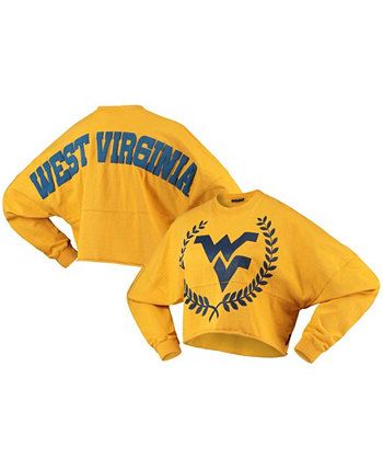 Женская золотистая укороченная футболка с длинным рукавом West Virginia Mountaineers Laurels Spirit Jersey
