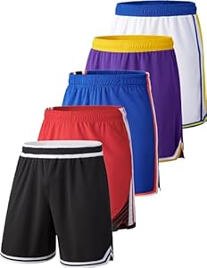 Liberty Imports 5 Pack Men's Quick Dry Athletic Basketball Shorts 9" Inseam with Pockets, Activewear for Workout Gym Running Liberty Imports