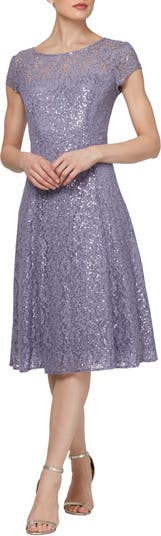 Кружевное платье длиной до колена с пайетками SL Fashions