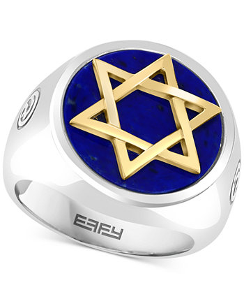 Мужское кольцо EFFY® Звезда Давида с лазуритом из стерлингового серебра и 14-каратного золота EFFY Collection