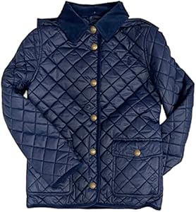 POLO RALPH LAUREN Girls Quilted Water-Resistant Barn Jacket Big Kids Navy Blue Size 8-10 Polo Ralph Lauren