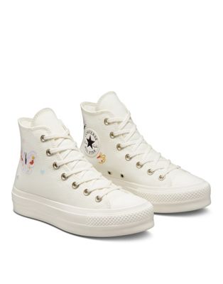 Белые кроссовки на платформе с вышивкой Converse Chuck Taylor All Star Lift Converse
