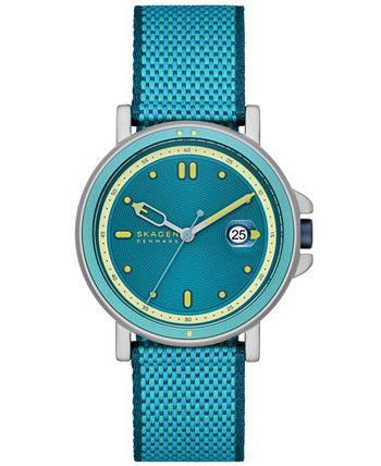 Мужские часы Signatur Sport LE с тремя стрелками и датой, синие пластиковые часы Pro-Planet, 40 мм Skagen