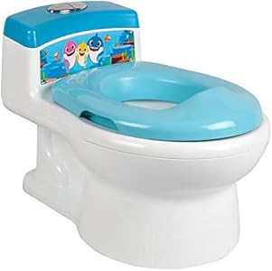 The First Years Pinkfong Baby Shark Potty Training Toilet and Toddler Toilet Seat - Potty Training Toilet Seat with Fun Flushing and Cheering Sounds The First Years