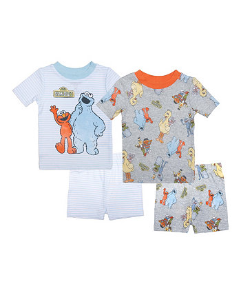 Toddler Boys Short Pajama Set, 4 Pc Sesame Street