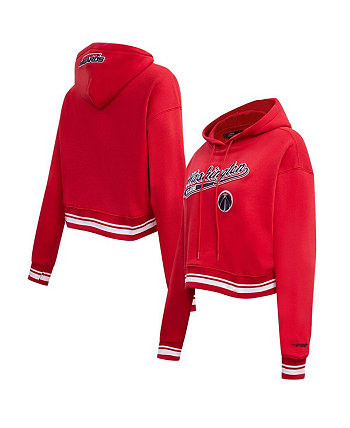 Women's Red Washington Wizards Script Tail Cropped Pullover Hoodie Pro Standard