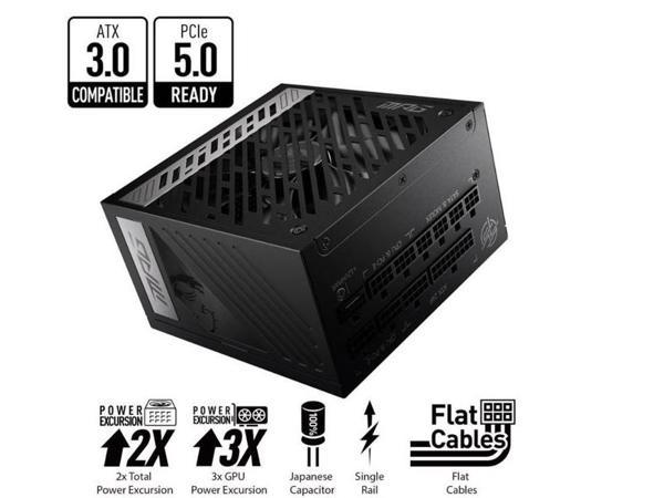 MSI - MPG A1000G PCIE 5.0, 80 GOLD Full Modular Gaming PSU, 12VHPWR Cable, 4080 4090 ATX 3.0 Compatible, 1000W Power Supply MSI