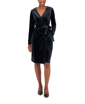 Женское бархатное платье с запахом и длинными рукавами, созданное для Macy's Alfani