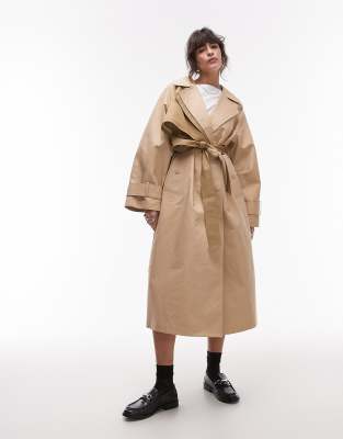 ASOS DESIGN deconstructed trench coat stone Asos Design