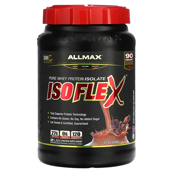 Isoflex, 100% ультрачистый изолят сывороточного протеина, шоколад, 32 унции (907 г) ALLMAX