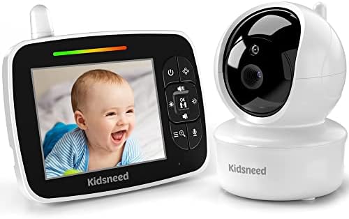 Kidseneed Baby Monitor, 4.3" Split Screen, 20 Hours Battery Life Baby Monitor with Camera and Audio|Remote PTZ, Two-Way Audio, Zoom, Night Vision, Lullabies, 960ft Long Range (Open Space) Kidsneed