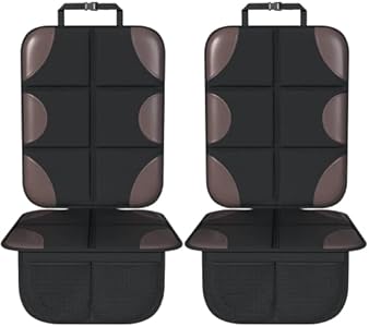 Car Seat Protector, 2Pack, Protect Child Seats with Thickest Padding and Non-Slip Backing Mesh Pockets for Baby and Pet SMART ELF