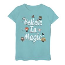 Футболка Harry Potter Believe In Magic для девочек 7–16 лет с милым мультяшным текстом и графикой Harry Potter