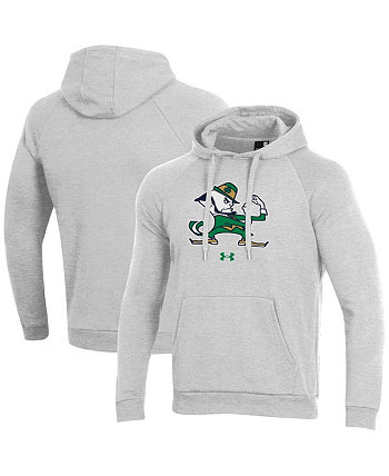 Мужская меланжевая серая толстовка с капюшоном Notre Dame Fighting Irish Mascot School Logo All Day Raglan Pullover Under Armour