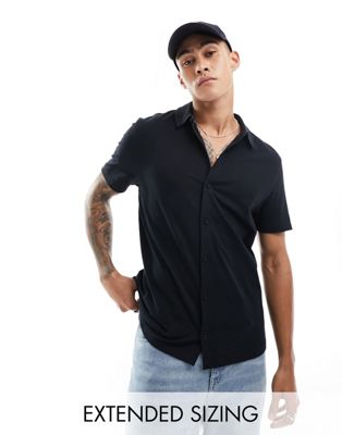 Мужская рубашка ASOS DESIGN из джерси черного цвета ASOS DESIGN