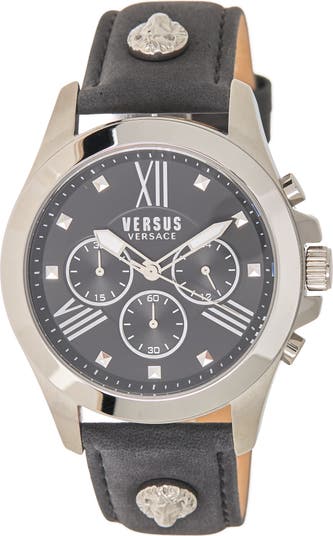 Мужские многофункциональные часы с кожаным ремешком, 44 мм Versus Versace