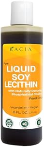 Kacia Pure Soy Lecithin Liquid (Жидкость) Food Grade 4 oz (Унции) - Emulsifier and Stabilizer for Baked Goods, Chocolates, and Edibles - Moisturizer in Skin and Hair Cosmetics Creations - Bottled in The USA (4 oz.) Kacia