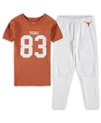 Boys and Girls Preschool Texas Orange Texas Longhorns Football Pajama Set Wes & Willy