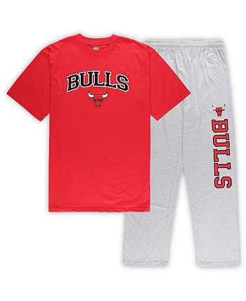 Мужская красная и серая футболка Chicago Bulls Big and Tall и пижамные штаны для сна Concepts Sport