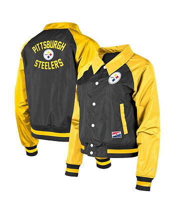 Женская черная куртка на кнопках Pittsburgh Steelers Coaches реглан New Era