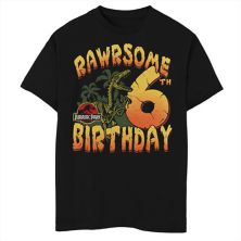 Boys Jurassic Park Rawrsome 6th Birthday Husky Graphic Tee Licensed Character