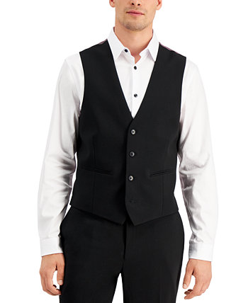 Черный однотонный мужской приталенный костюмный жилет, созданный для Macy's I.N.C. International Concepts