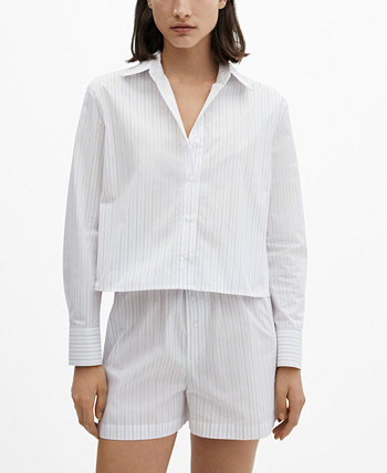 Women's Two-Piece Striped Cotton Pajamas MANGO