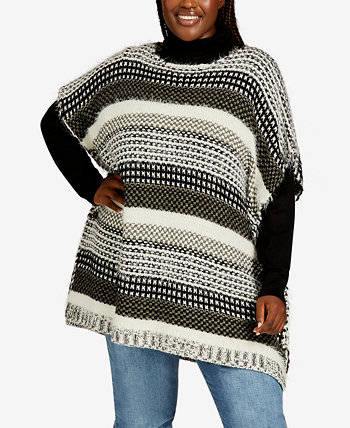 Плюс размер Жаккардовый свитер-пончо Callie AVENUE