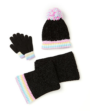 Шляпа, перчатки и шарф из синели для больших девочек Rainbow Sugar, набор из 3 предметов InMocean