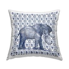 Stupell Home Decor Blue Elephant Geometric Diamond Pattern Throw Pillow Stupell Home Decor