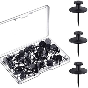 Push Pins Picture Hangers Double Headed Thumb Tacks Wall Hooks for Wall Hangings Picture Hangers Nails Small Photo Hanging Hook Pins for Home Office Photo Decor(Black,25 Pieces) Hotop