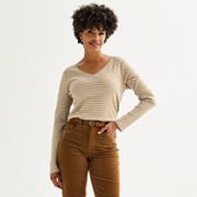 Petite Croft & Barrow® Essential Long-Sleeve V-Neck Top Croft & Barrow