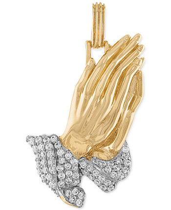 Двухцветная подвеска «Руки молящегося» с кубическим цирконием из стерлингового серебра и пластины из 14-каратного золота, созданная для Macy's ESQUIRE