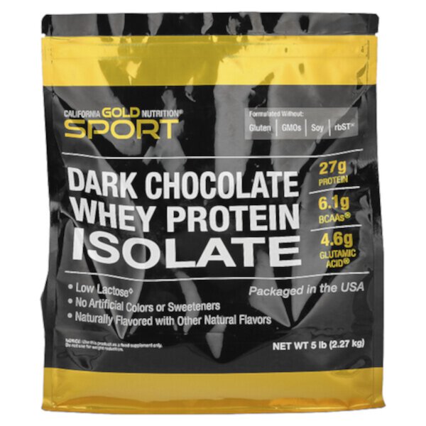 100% изолят сывороточного протеина, темный шоколад, 5 фунтов (2,27 кг) California Gold Nutrition