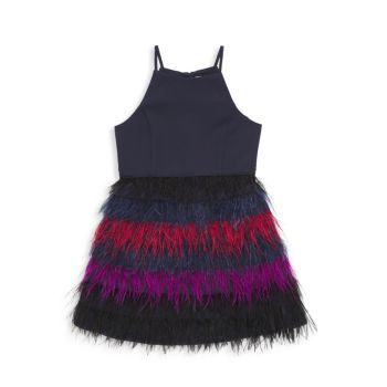 Girl's Feather Trimmed Dress Milly Minis