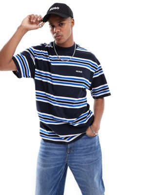 HUGO BLUE oversized T-shirt in blue stripe Hugo Blue