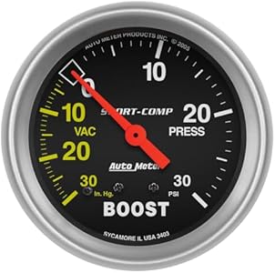 Auto Meter 3403 Sport-Comp Mechanical Boost/Vacuum Gauge 2.625 in. Auto Meter