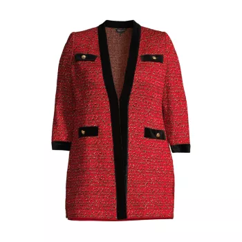 Velvet-Embellished Tweed Jacket Ming Wang