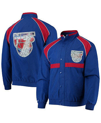 Мужская куртка New Jersey Nets Blue Hardwood Classics 75th Anniversary Authentic Warmup Raglan Full-Snap Jacket Mitchell & Ness
