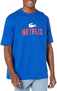 Lacoste Contemporary Collection's Men's Netflix Short Sleeve Loose Fit Graphic Tee Shirt Lacoste