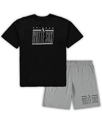 Men's Black, Heathered Gray Chicago White Sox Big and Tall T-shirt and Shorts Sleep Set Concepts Sport